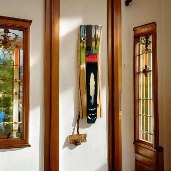 Songbird Knocker Wooden Multicolored Handmade Bird Door Knocker Outdoor Knocker - Picture 1 of 9